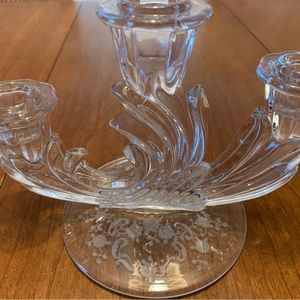 Fostoria Meadow Rose 3 candle holder